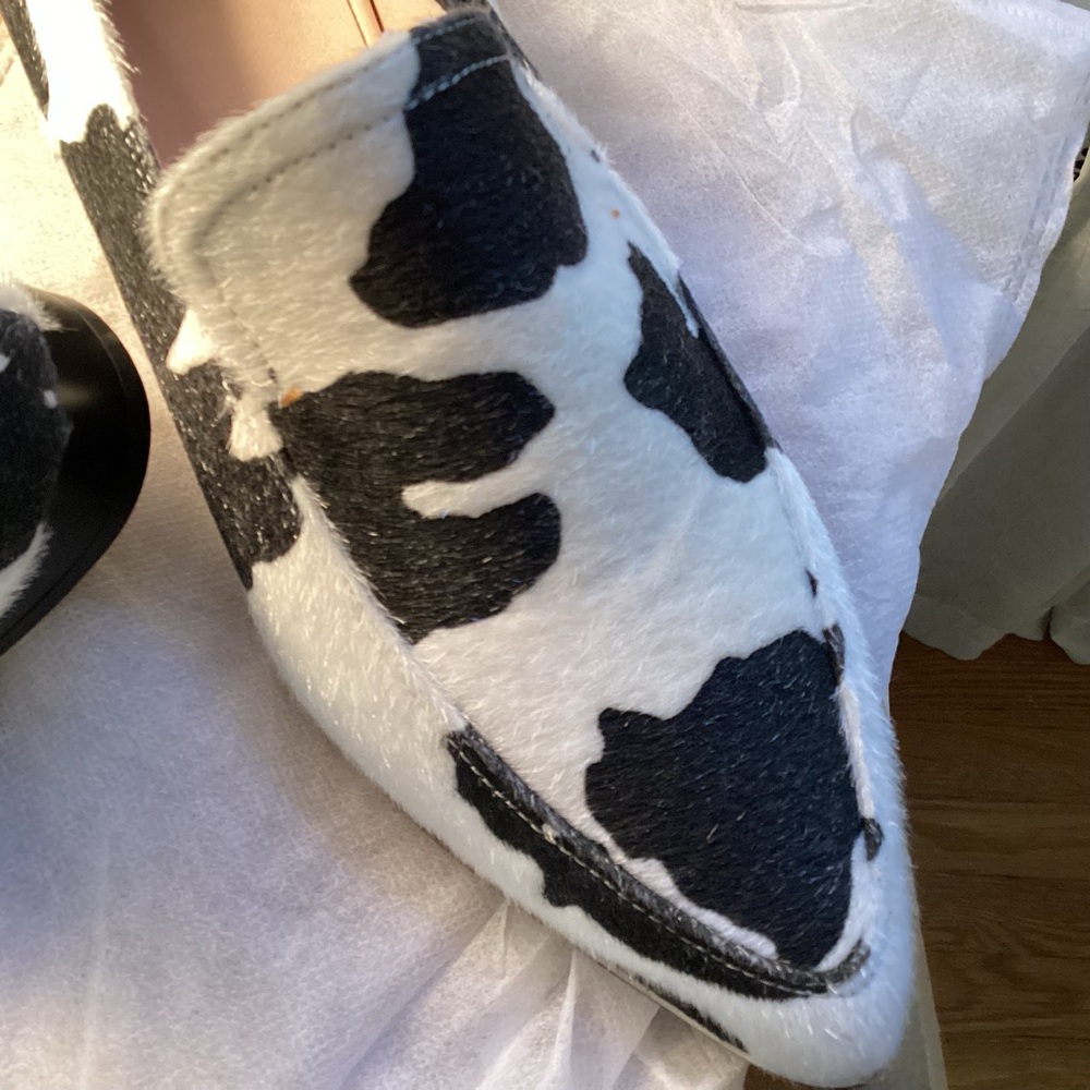 Cow Print Women's Loafers - Picture 2 of 4